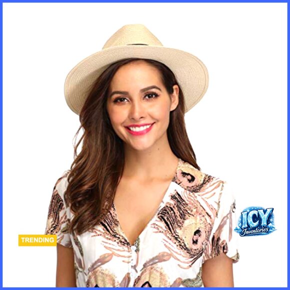 Wide Brim Straw Panama Roll Up Hat UPF50+ Foldable Sun Hat for Women main image 5